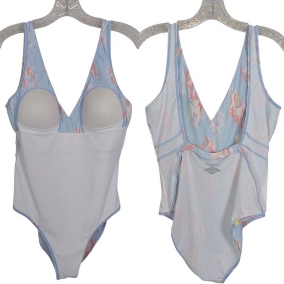 Summersalt One-Piece Women's Swimsuit 8 Abstract Pastel V-Neck Waist Tie Lined - Picture 2 of 16